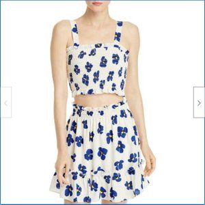 Aqua Womens Ivory Floral smoked tee tank crop top in Size XS